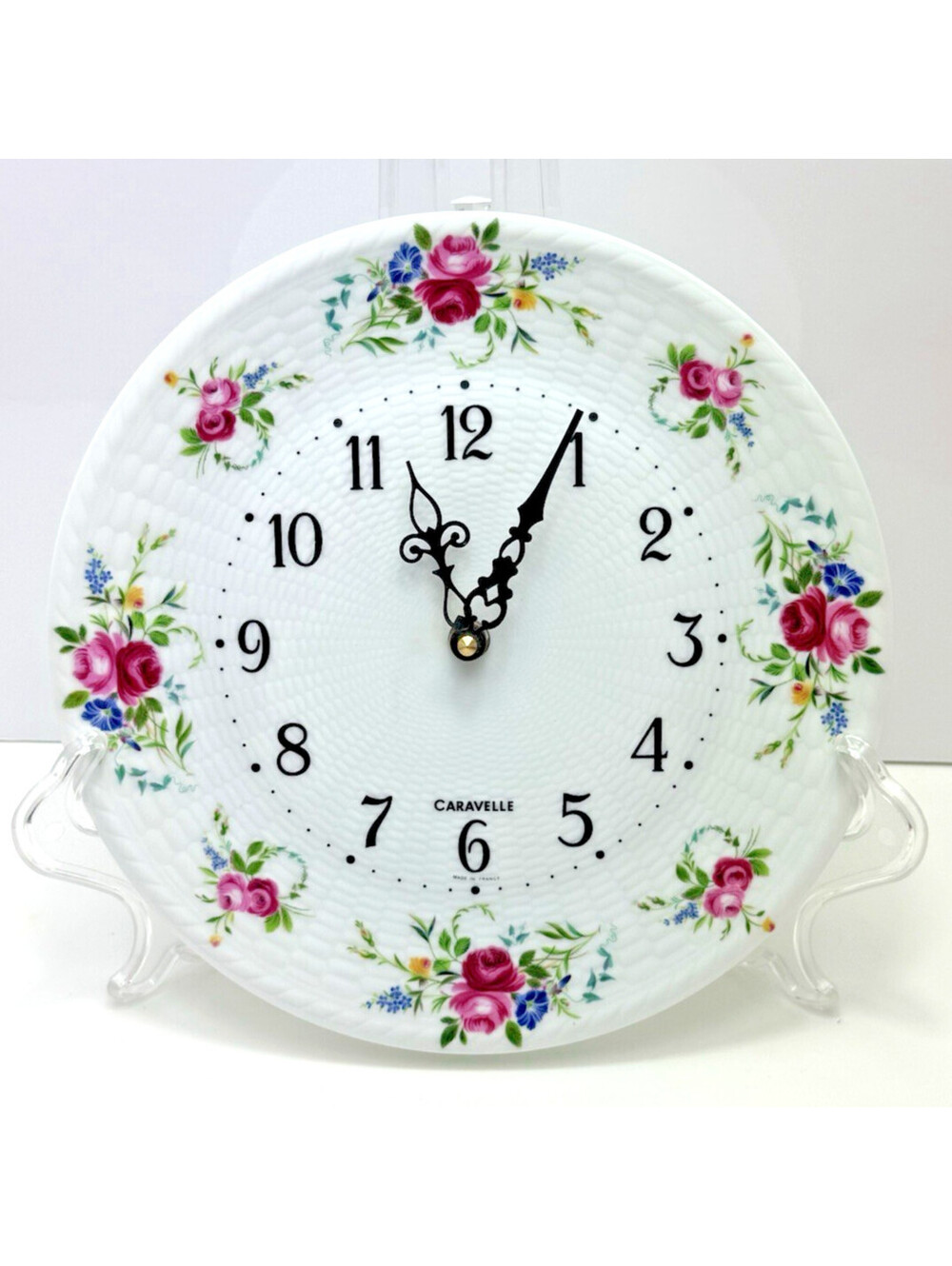Vtg Limoges France Le Trèfle Noblesse Porcelain Rose Floral Wall Clock 10" READ